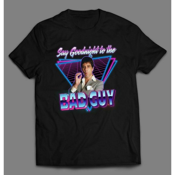 RETRO SCARFACE TONY MONTANA SAY GOODNIGHT SHIRT - Picture 2 of 2